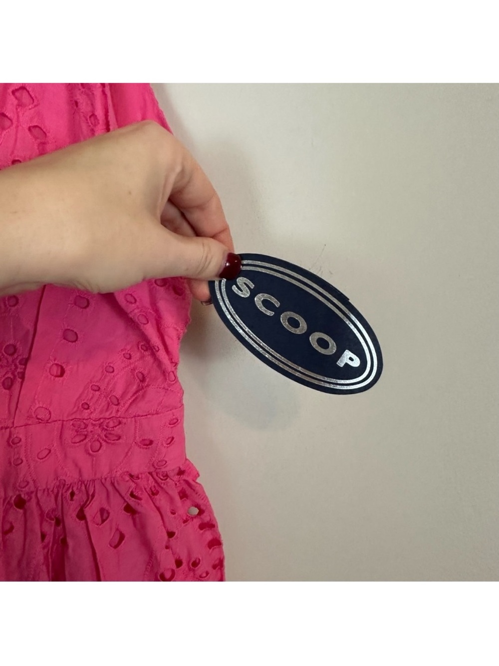 Sleeveless Pink Eyelet Midi Dress - Picture 6 of 9